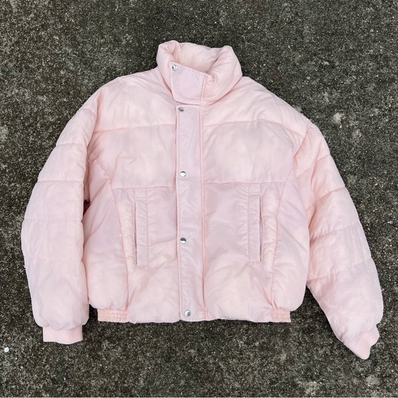 Free People Cold Rush Puffer Jacket Coat Cinched Waist Pale Pink - Picture 1 of 8